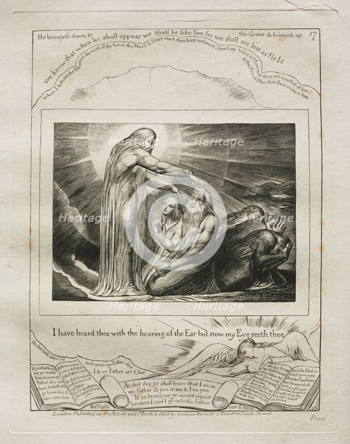 The Book of Job: Pl. 17, I have heard thee with the hearing of the Ear but now my Eye..., 1825. Creator: William Blake (British, 1757-1827).