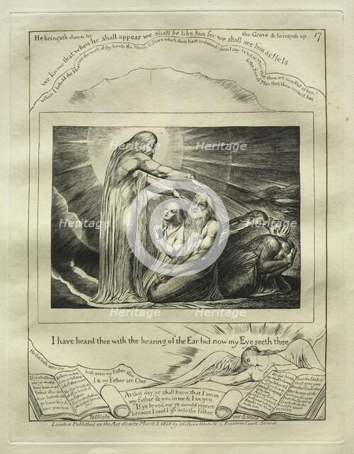 The Book of Job: Pl. 17, I have heard thee with the hearing of the Ear but now my Eye seeth thee, 18 Creator: William Blake (British, 1757-1827).