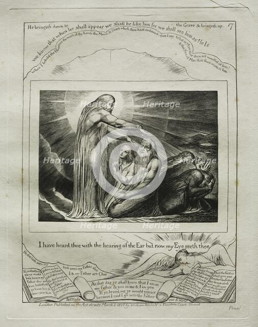 The Book of Job: Pl. 17, I have heard thee with the hearing of the Ear but now my Eye..., 1825. Creator: William Blake (British, 1757-1827).