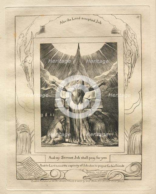 The Book of Job: Pl. 18, And my Servant Job shall pray for you, 1825. Creator: William Blake (British, 1757-1827).