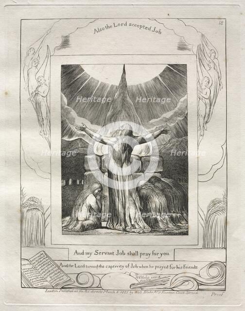 The Book of Job: Pl. 18, And my Servant Job shall pray for you, 1825. Creator: William Blake (British, 1757-1827).