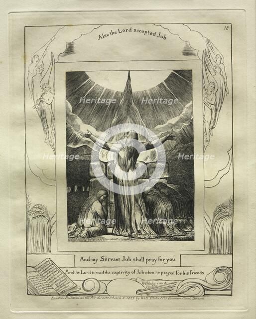The Book of Job: Pl. 18, And my Servant Job shall pray for you, 1825. Creator: William Blake (British, 1757-1827).