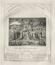 The Book of Job: Pl. 1, Thus did Job continually, 1825. Creator: William Blake (British, 1757-1827)