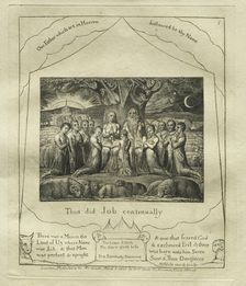 The Book of Job: Pl. 1, Thus did Job continually, 1825. Creator: William Blake (British, 1757-1827)