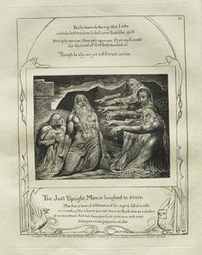 The Book of Job: Pl. 10, The Just Upright Man is Laughed to Scorn, 1825. Creator: William Blake (British, 1757-1827)