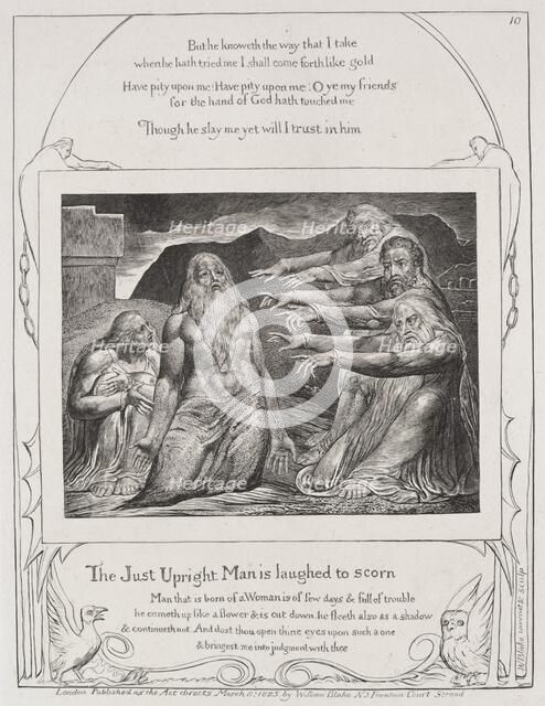 The Book of Job: Pl. 10, The just upright man is laughted to scorn, 1825. Creator: William Blake (British, 1757-1827).