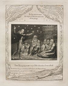 The Book of Job: Pl. 12, I am Young and ye are very Old wherefore I was afraid, 1825. Creator: William Blake (British, 1757-1827)