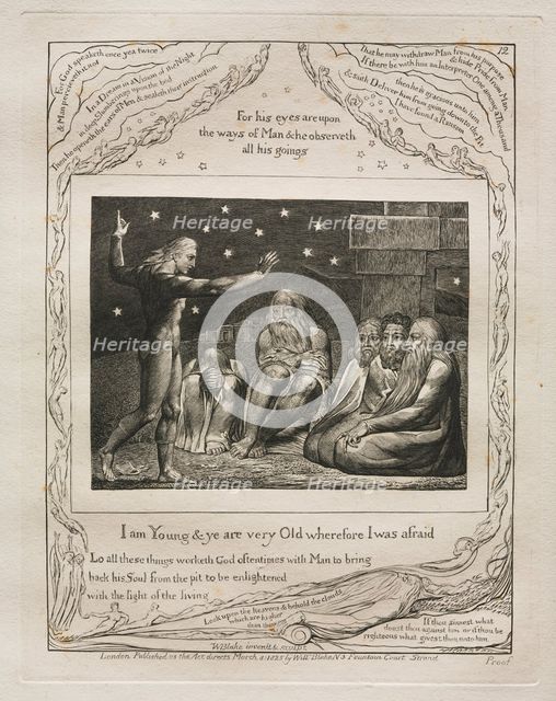 The Book of Job: Pl. 12, I am Young and ye are very Old wherefore I was afraid, 1825. Creator: William Blake (British, 1757-1827).