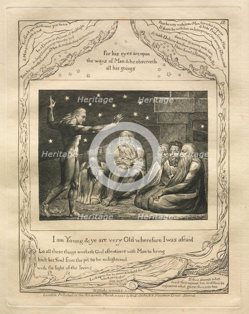 The Book of Job: Pl. 12, I am Young and ye are very Old wherefore I was afraid, 1825. Creator: William Blake (British, 1757-1827).
