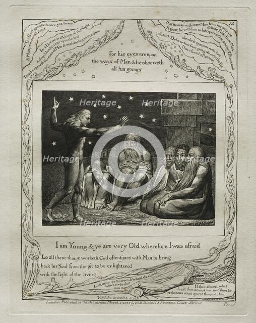 The Book of Job: Pl. 12, I am Young and ye are very Old wherefore I was afraid, 1825. Creator: William Blake (British, 1757-1827).