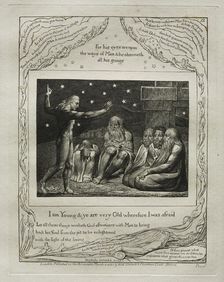 The Book of Job: Pl. 12, I am Young and ye are very Old wherefore I was afraid, 1825. Creator: William Blake (British, 1757-1827)