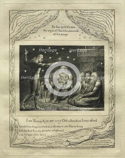 The Book of Job: Pl. 12, I am Young and ye are very Old wherefore I was afraid, 1825. Creator: William Blake (British, 1757-1827).