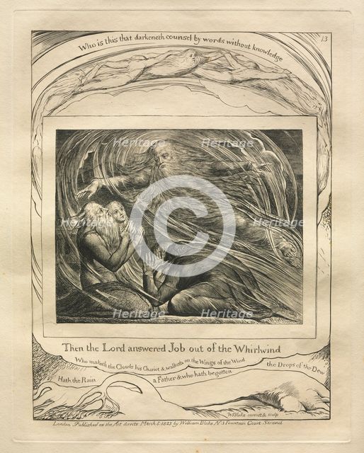 The Book of Job: Pl. 13, Then the Lord answered Job out of the Whirlwind, 1825. Creator: William Blake (British, 1757-1827).