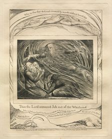 The Book of Job: Pl. 13, Then the Lord answered Job out of the Whirlwind, 1825. Creator: William Blake (British, 1757-1827)
