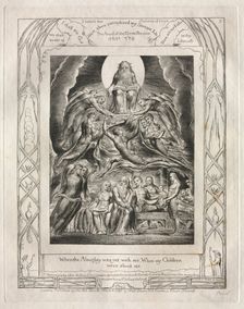 The Book of Job: Pl. 2, When the Almighty was yet with me, When my Children..., 1825. Creator: William Blake (British, 1757-1827)
