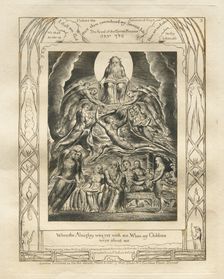The Book of Job: Pl. 2, When the Almighty was yet with me, When my Children…, 1825. Creator: William Blake (British, 1757-1827)