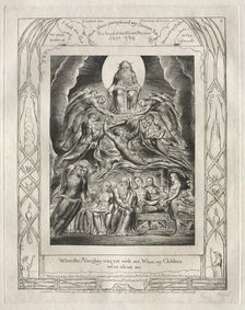 The Book of Job: Pl. 2, When the Almighty was yet with me, When my Children..., 1825. Creator: William Blake (British, 1757-1827)