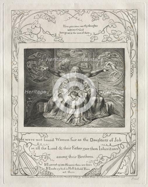 The Book of Job: Pl. 20, There were not found Women fair as the Daughters of Job…, 1825. Creator: William Blake (British, 1757-1827).