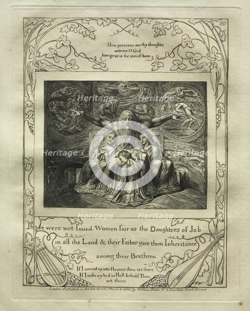 The Book of Job: Pl. 20, There were not found Women fair as the Daughters of Job / in all the Land,  Creator: William Blake (British, 1757-1827).