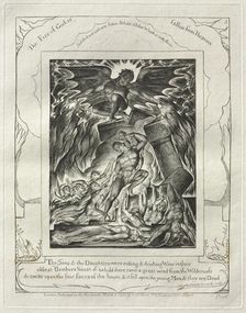 The Book of Job: Pl. 3, Thy Sons and thy Daughters were eating and drinking Wine..., 1825. Creator: William Blake (British, 1757-1827)