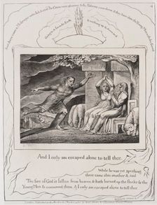The Book of Job: Pl. 4, and I only am escaped alone to tell thee, 1825. Creator: William Blake (British, 1757-1827)