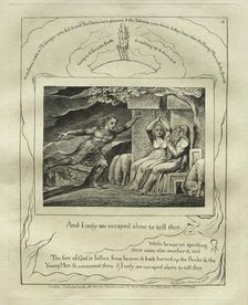 The Book of Job: Pl. 4, And I only am escaped alone to tell thee, 1825. Creator: William Blake (British, 1757-1827)