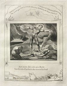 The Book of Job: Pl. 6, And smote Job with sore Boils / from the sole of his foot..., 1825. Creator: William Blake (British, 1757-1827)