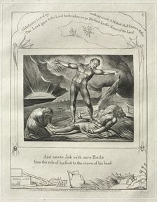 The Book of Job: Pl. 6, And smote Job with sore Boils / from the sole of his foot..., 1825. Creator: William Blake (British, 1757-1827)