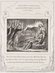 The Book of Job: Pl. 7, And when they had lifted up their eyes, 1825. Creator: William Blake (British, 1757-1827)