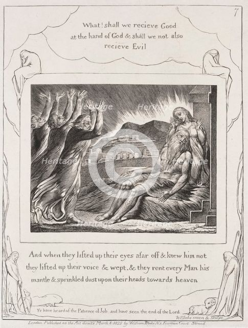 The Book of Job: Pl. 7, And when they had lifted up their eyes, 1825. Creator: William Blake (British, 1757-1827).