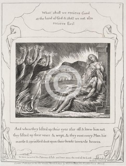 The Book of Job: Pl. 7, And when they had lifted up their eyes, 1825. Creator: William Blake (British, 1757-1827).