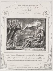 The Book of Job: Pl. 7, And when they had lifted up their eyes, 1825. Creator: William Blake (British, 1757-1827)