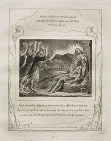 The Book of Job: Pl. 7, And when they lifted up their eyes afar off and knew him not..., 1825. Creator: William Blake (British, 1757-1827)