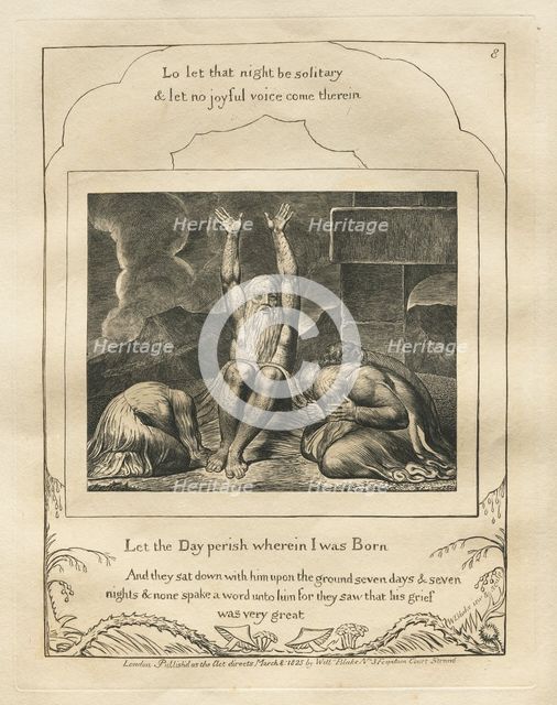 The Book of Job: Pl. 8, Let the Day perish wherein I was Born, 1825. Creator: William Blake (British, 1757-1827).
