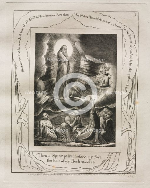 The Book of Job: Pl. 9, Then a Spirit passed before my face / the hair of my flesh stood up, 1825. Creator: William Blake (British, 1757-1827).