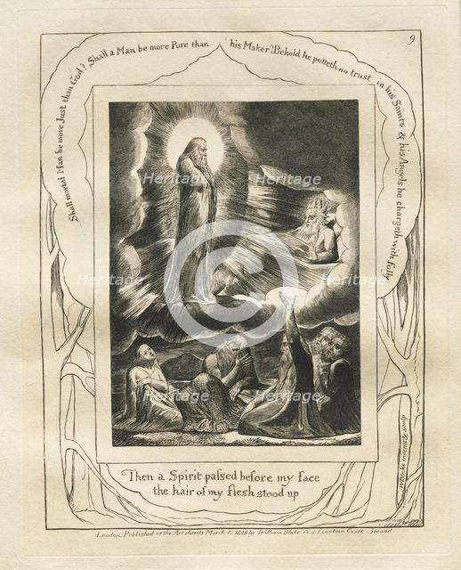 The Book of Job: Pl. 9, Then a Spirit passed before my face / the hair of my flesh stood up, 1825. Creator: William Blake (British, 1757-1827).