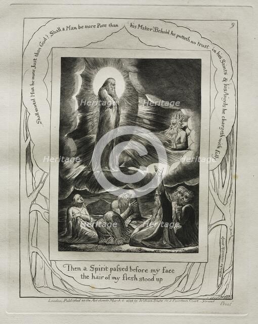 The Book of Job: Pl. 9, Then a Spirit passed before my face / the hair of my flesh stood up, 1825. Creator: William Blake (British, 1757-1827).