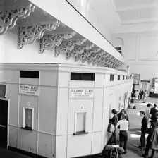The booking hall, King's Cross Station, London, 1960-1972. Artist: John Gay