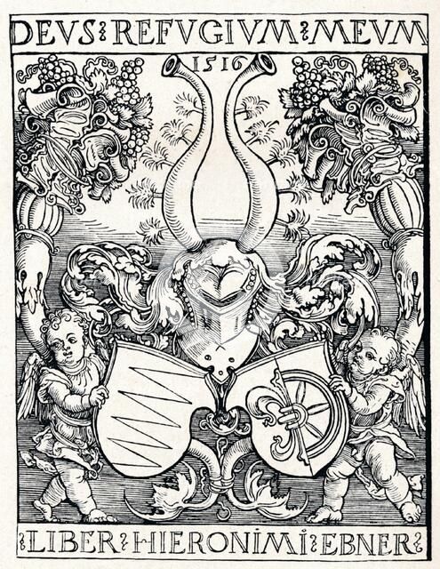 'The Bookplate of Jerome Ebner', 1516 (1906). Artist: Albrecht Durer.