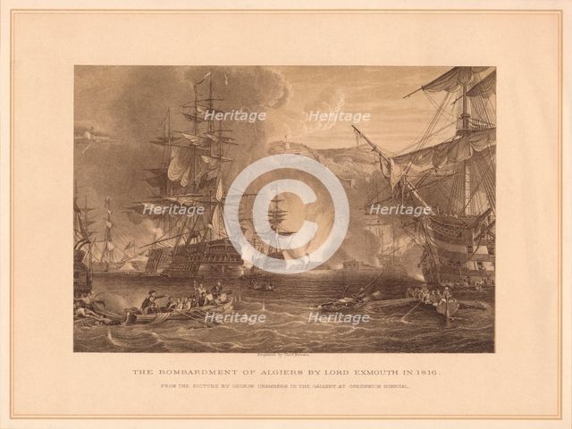 'The Bombardment of Algiers by Lord Exmouth in 1816', (1878).  Artist: Thomas Brown.