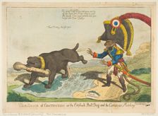 The Bone of Contention or the English Bull Dog and the Corsican Monkey, June 14, 1803. Creator: Charles Williams