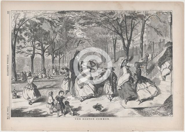 The Boston Common (Harper's Weekly, Vol. II), May 22, 1858. Creator: Unknown.