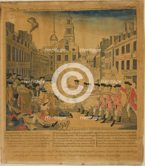 The Boston Massacre, 1770. Creator: Paul Revere.