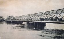 The Borodinsky bridge during the flood of April 1908, Moscow, Russia