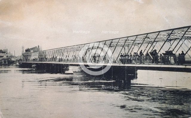 The Borodinsky bridge during the flood of April 1908, Moscow, Russia. Artist: Unknown