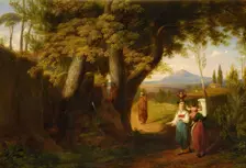 The Borghese Gardens, Rome, 1850-1870. Creator: James William Giles