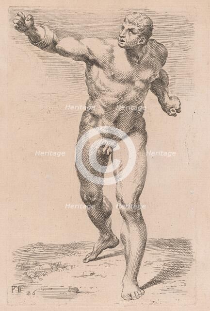 The Borghese Gladiator, front view [plate 26], 1638. Creator: François Perrier.