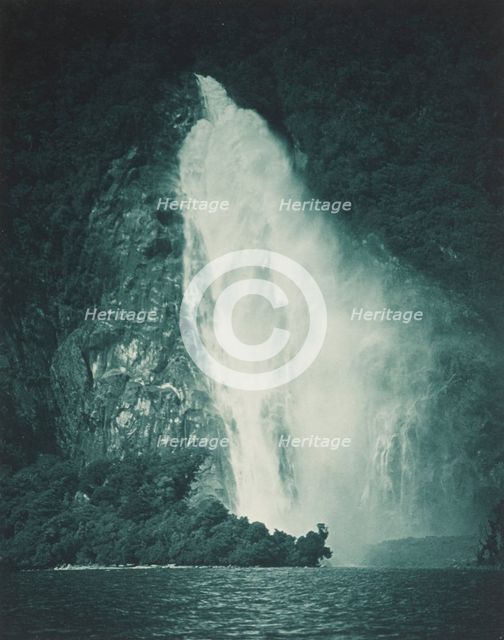 The Bowen Fall, Milford Sound. From the album: Record Pictures of New Zealand, 1920s. Creator: Harry Moult.