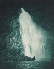 The Bowen Fall, Milford Sound. From the album: Record Pictures of New Zealand, 1920s. Creator: Harry Moult