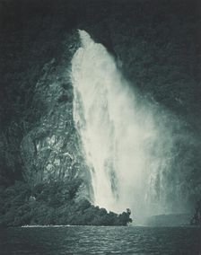 The Bowen Fall, Milford Sound. From the album: Record Pictures of New Zealand, 1920s. Creator: Harry Moult